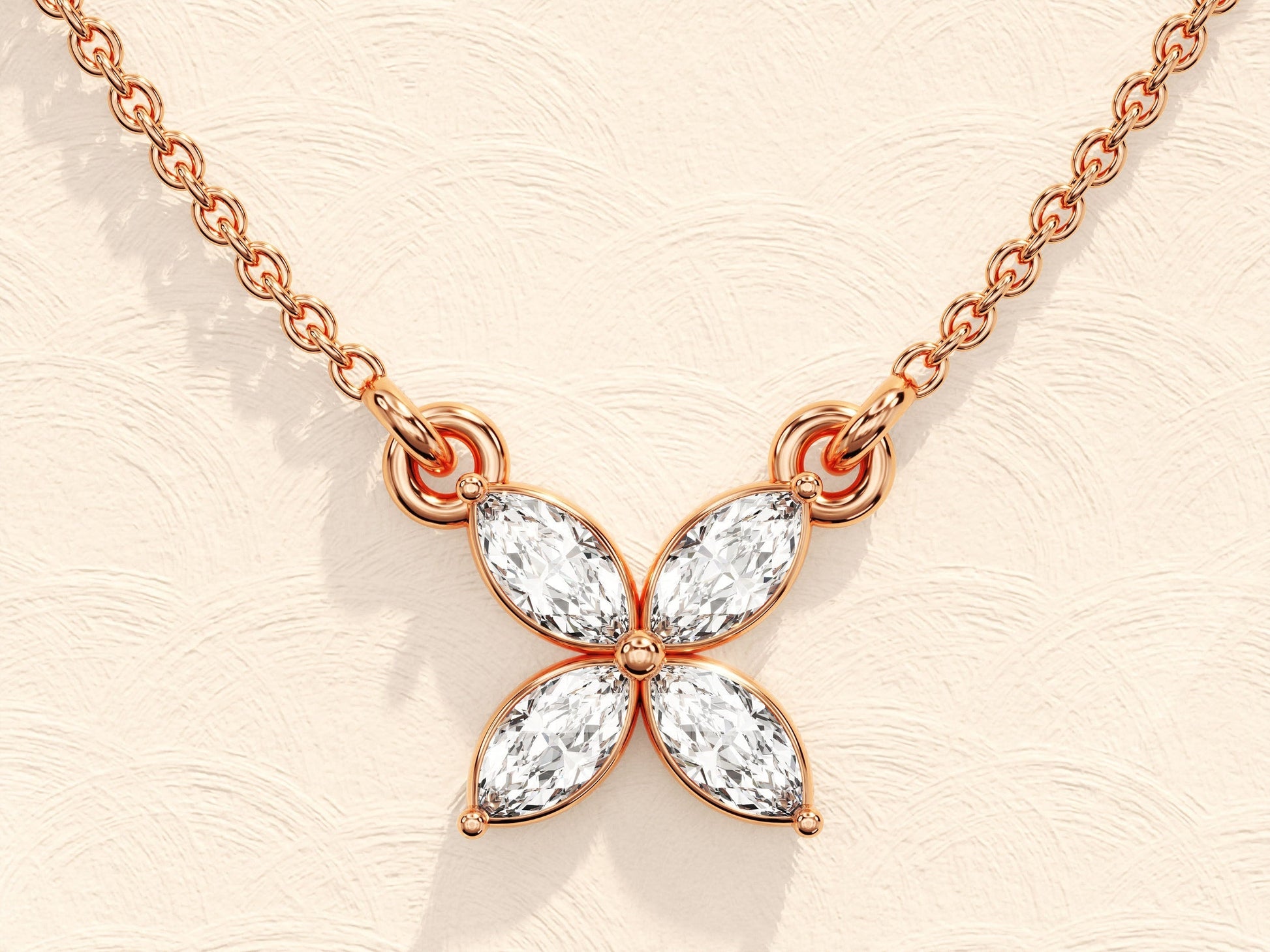 0.40 TCW Marquise Moissanite Diamond Clover Necklace - farrellouise