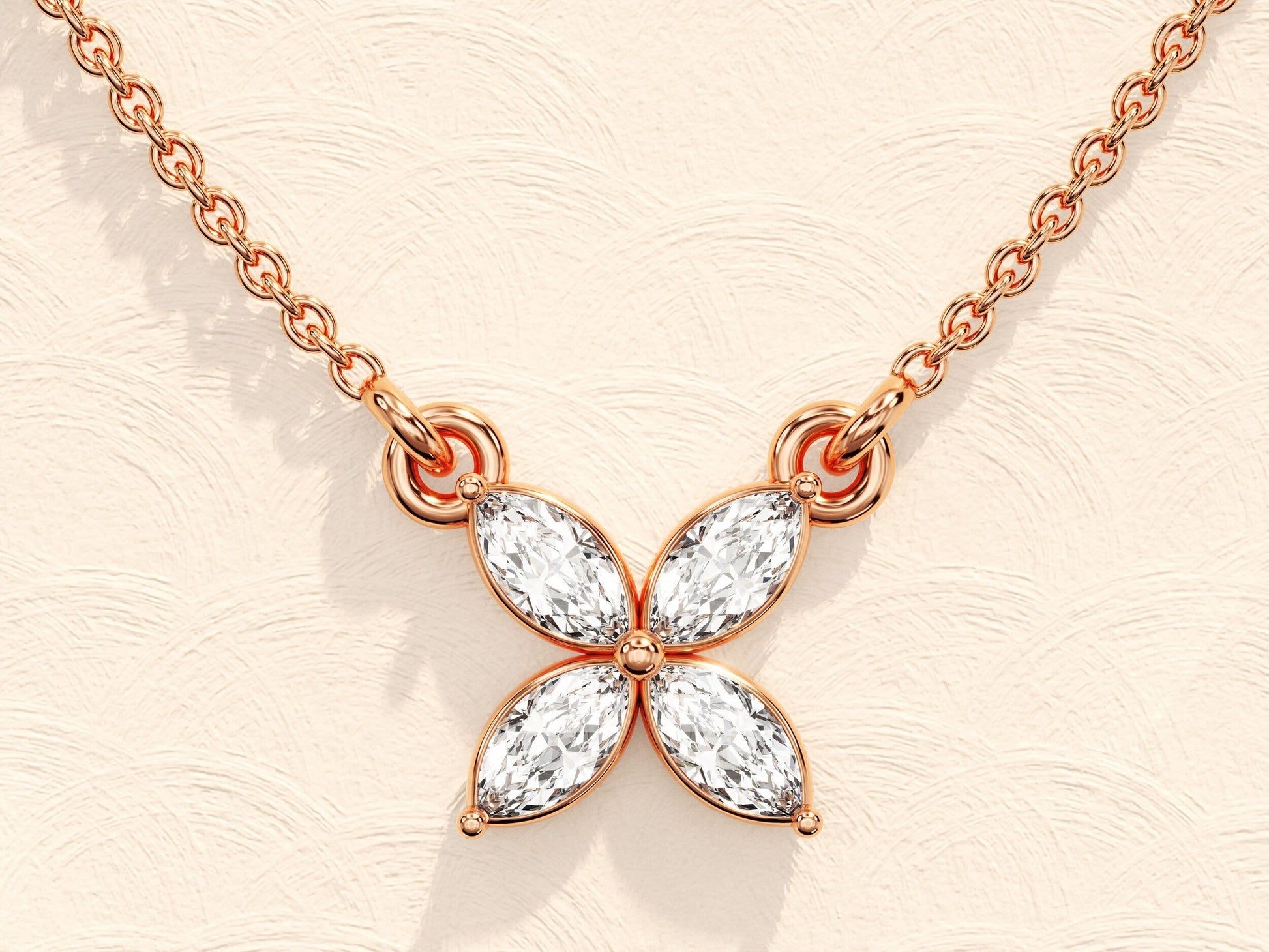 0.40 TCW Marquise Moissanite Diamond Clover Pendent Necklace - farrellouise