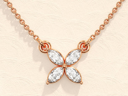 0.40 TCW Marquise Moissanite Diamond Clover Pendent Necklace - farrellouise