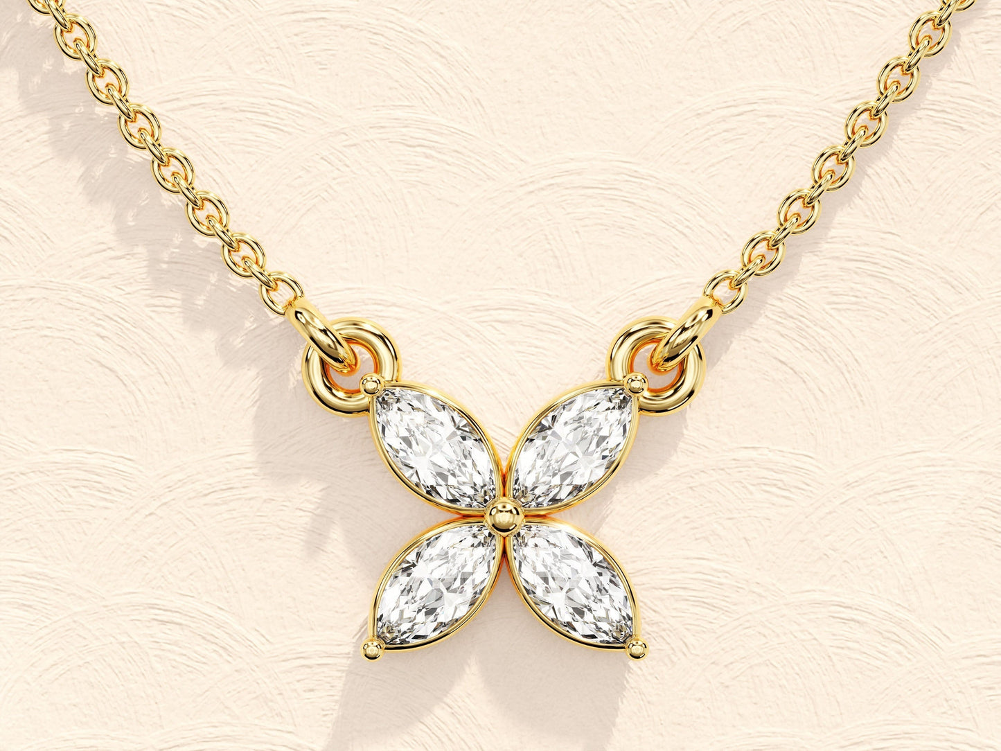 0.40 TCW Marquise Moissanite Diamond Clover Necklace - farrellouise