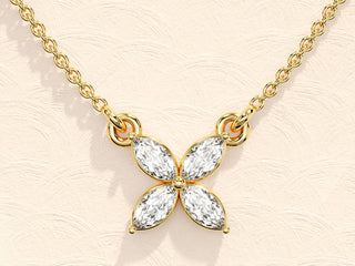 0.40 TCW Marquise Moissanite Diamond Clover Necklace - farrellouise