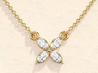 0.40 TCW Marquise Moissanite Diamond Clover Necklace - farrellouise