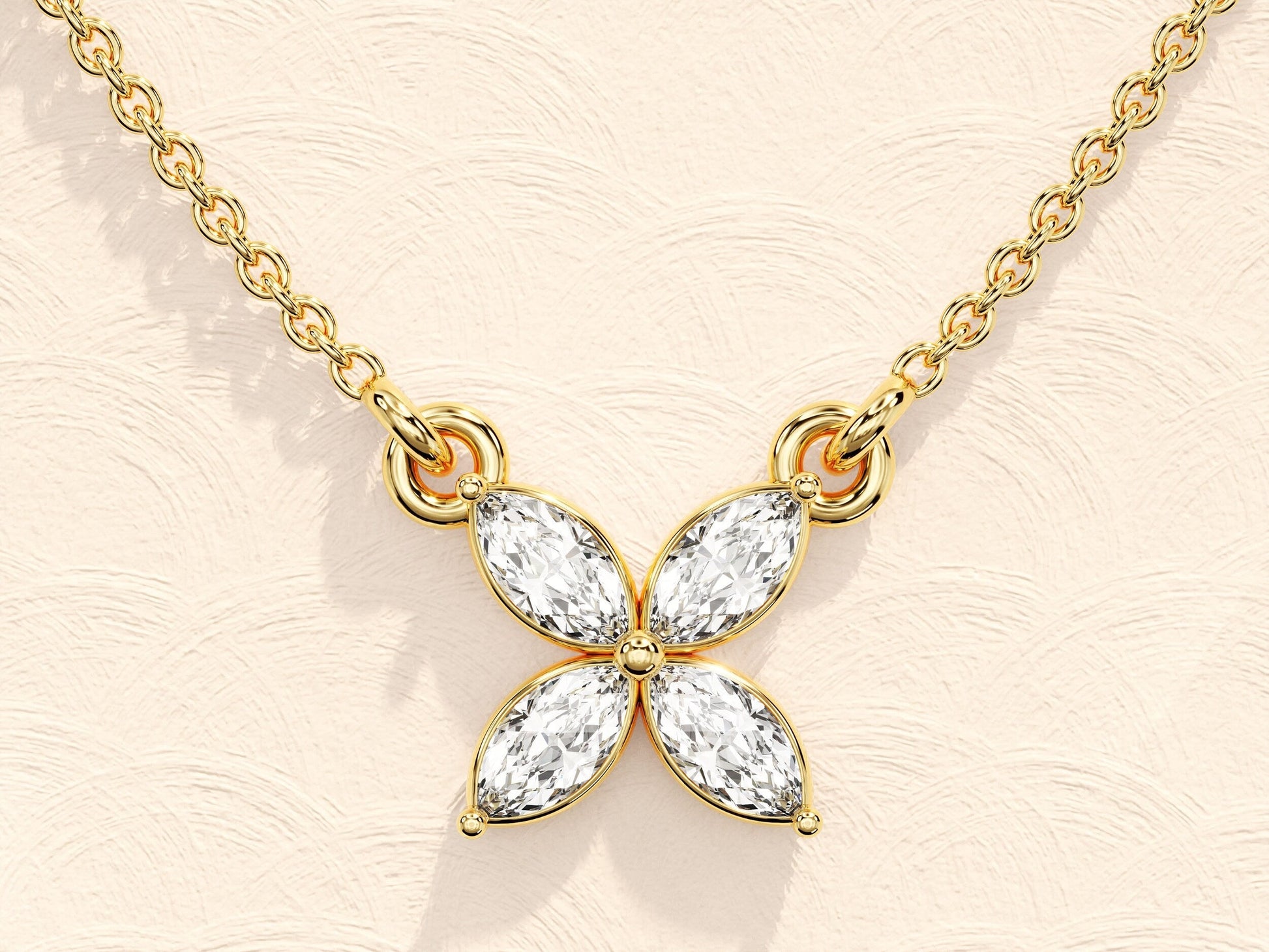 0.40 TCW Marquise Moissanite Diamond Clover Pendent Necklace - farrellouise