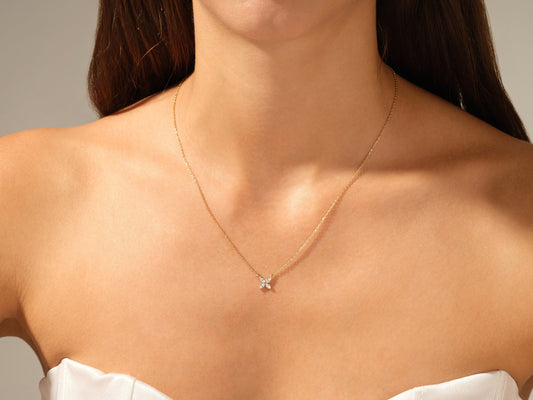 0.40 TCW Marquise Moissanite Diamond Clover Pendent Necklace - farrellouise