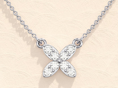 0.24 TCW Round Moissanite Diamond Clover Necklace - farrellouise