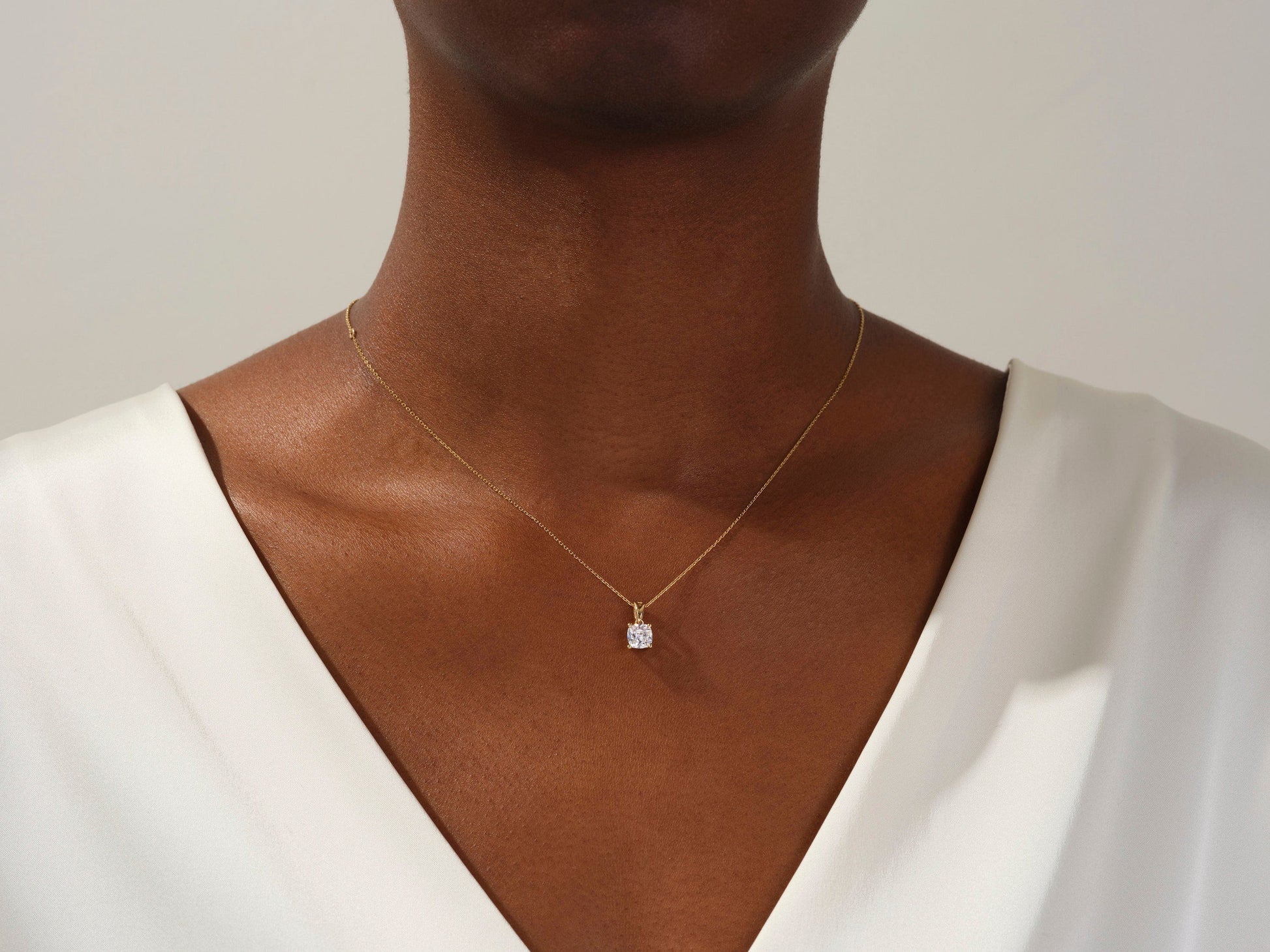 1.0 CT Cushion Moissanite Diamond Solitaire Necklace - farrellouise