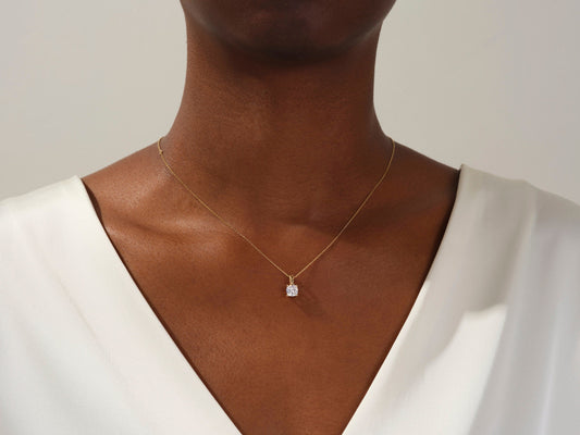 1.0 CT Cushion Moissanite Diamond Solitaire Necklace - farrellouise