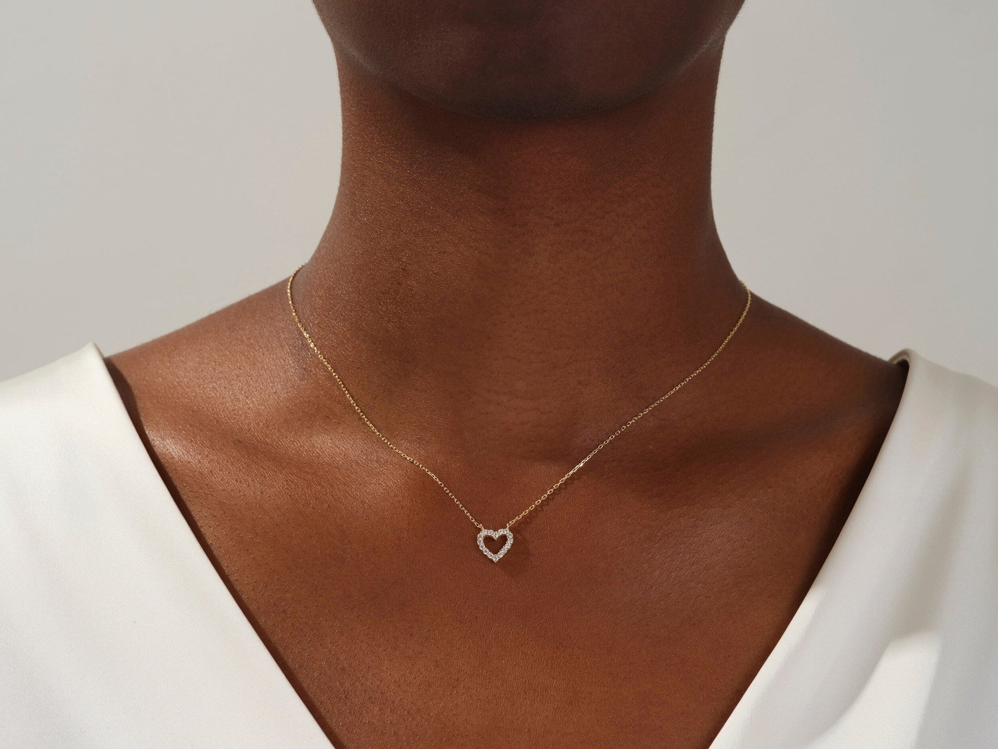 0.24 TCW Round Moissanite Diamond Heart Shaped Pendent Necklace - farrellouise