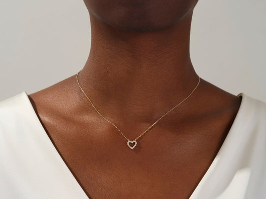 0.24 TCW Round Moissanite Diamond Heart Shaped Pendent Necklace - farrellouise