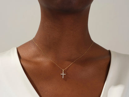 0.22 TCW Round Moissanite Diamond Cross Pendent Necklace - farrellouise