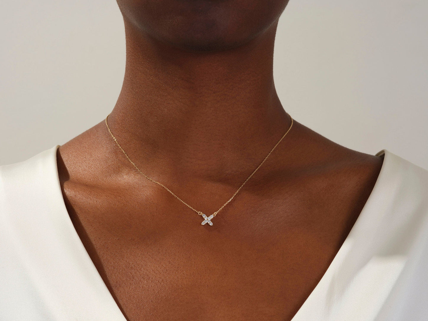 0.24 TCW Round Moissanite Diamond Clover Necklace - farrellouise