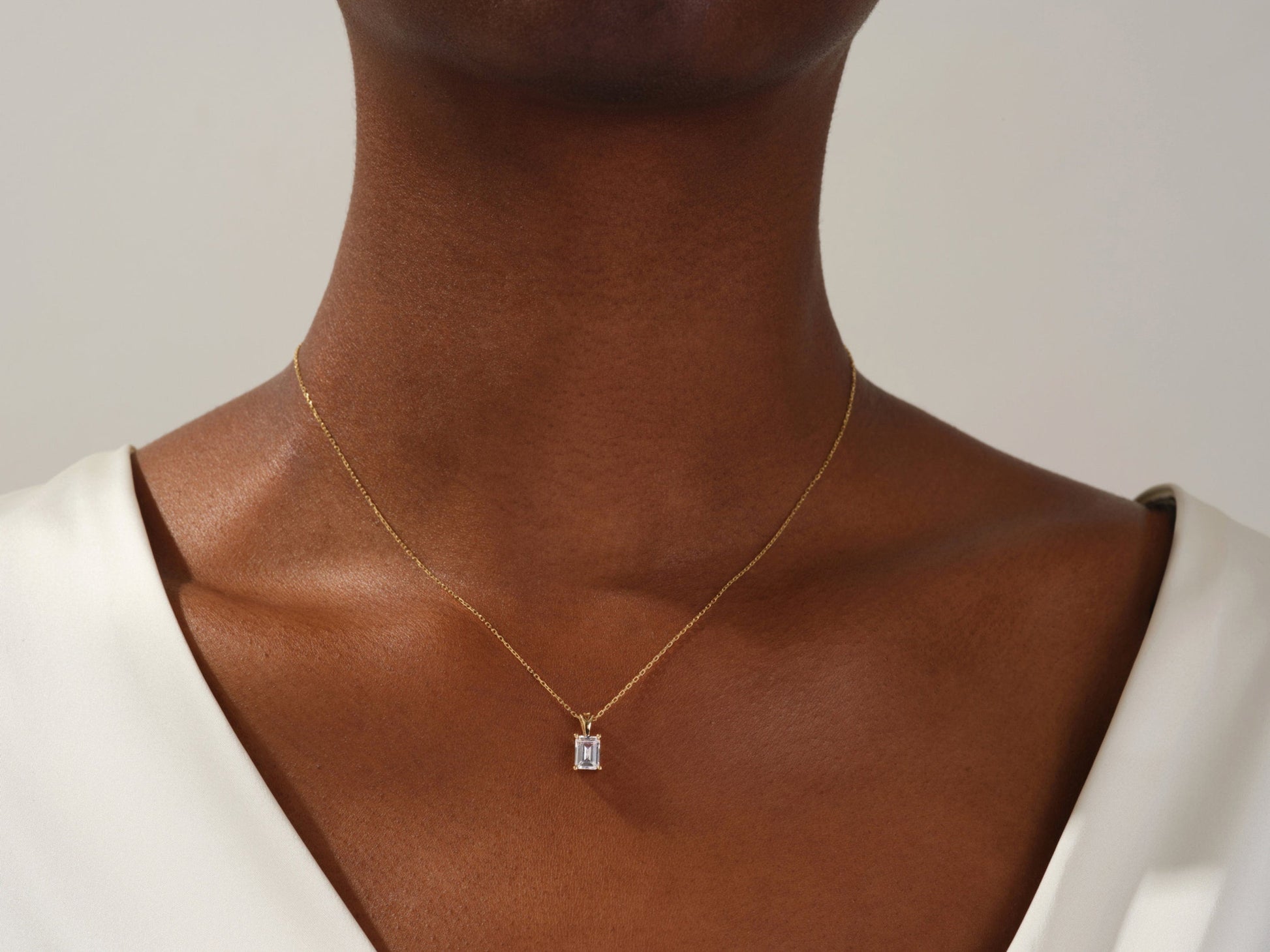 1.0 CT Emerald Moissanite Diamond Solitaire Necklace - farrellouise