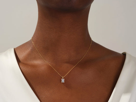 1.0 CT Emerald Moissanite Diamond Solitaire Necklace - farrellouise