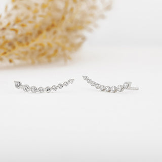 0.50 TCW Round Moissanite Diamond Ear Crawler Earrings - farrellouise