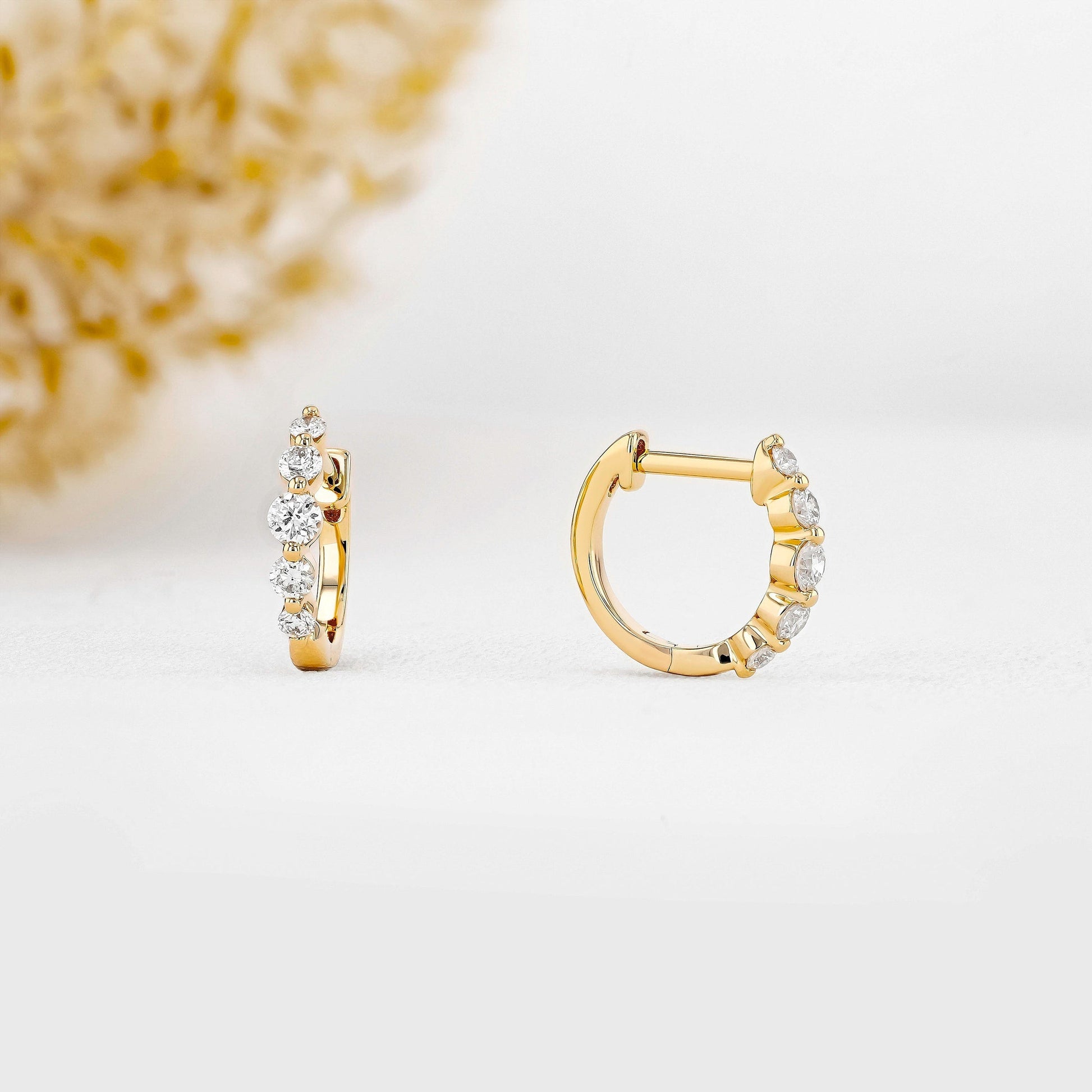 0.25 TCW-0.34 TCW Round Moissanite Diamond Hoop Earrings - farrellouise