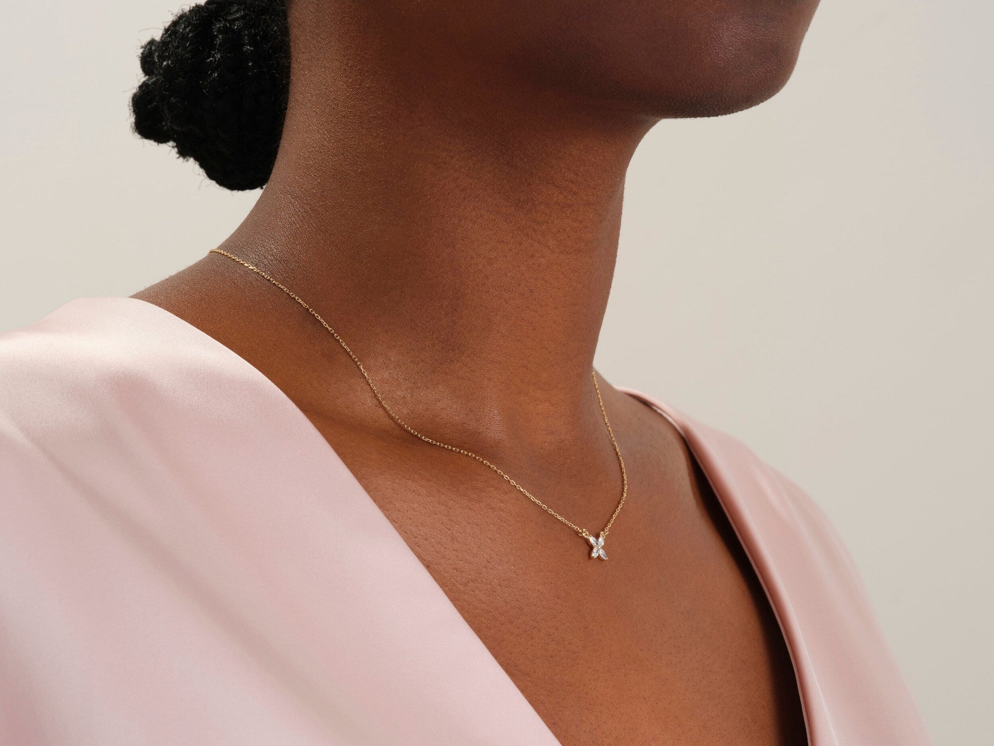 0.40 TCW Marquise Moissanite Diamond Clover Pendent Necklace - farrellouise