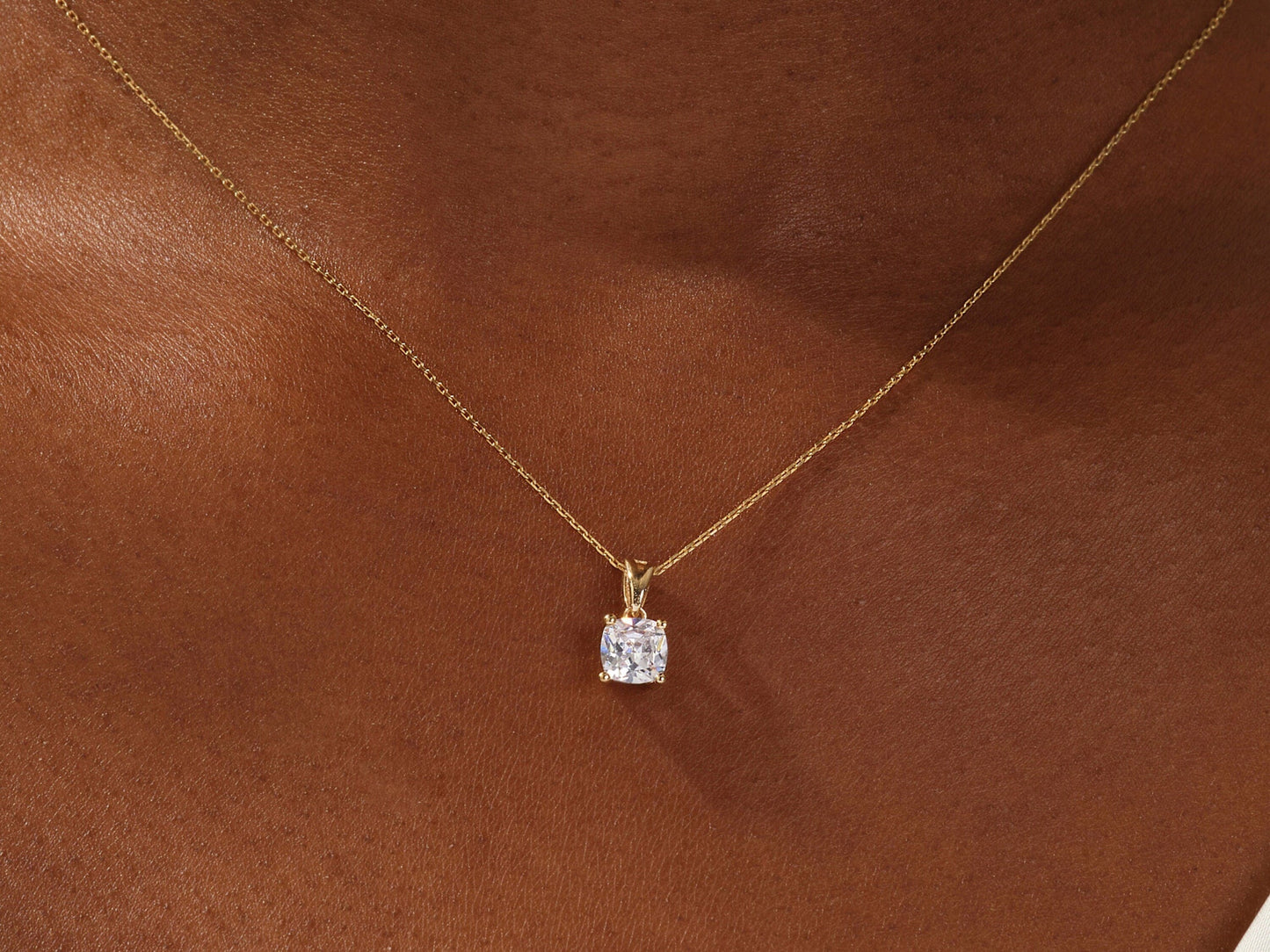 1.0 CT Cushion Moissanite Diamond Solitaire Necklace - farrellouise