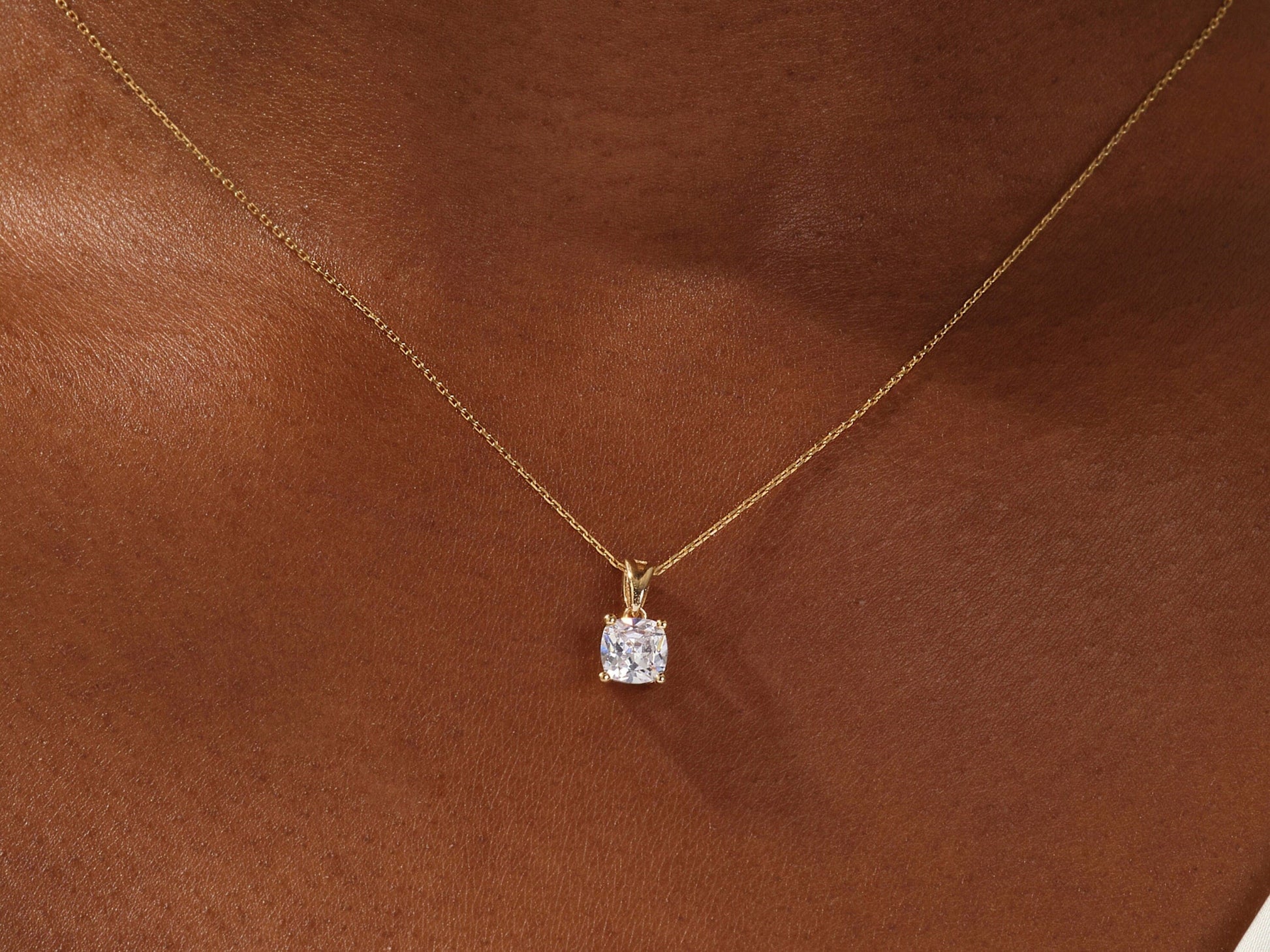 1.0 CT Cushion Moissanite Diamond Solitaire Necklace - farrellouise