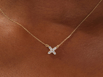 0.24 TCW Round Moissanite Diamond Clover Necklace - farrellouise