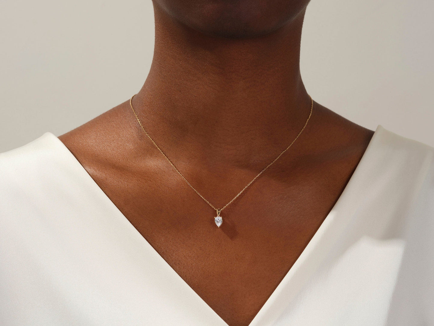 1.0 CT Pear Moissanite Diamond Solitaire Necklace - farrellouise