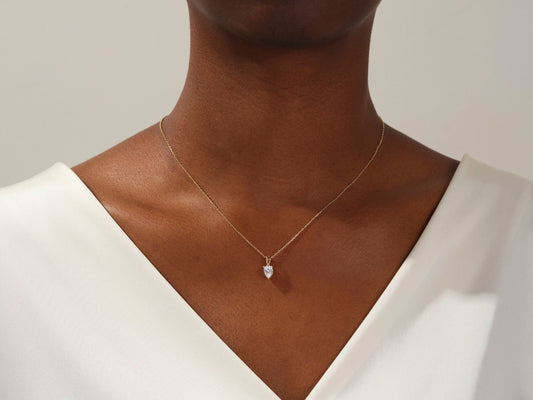 1.0 CT Pear Moissanite Diamond Solitaire Necklace - farrellouise