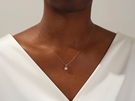 1.0 CT Asscher Moissanite Diamond Solitaire Necklace - farrellouise