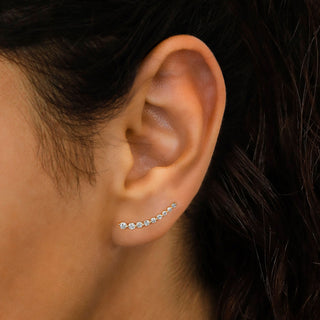 0.50 TCW Round Moissanite Diamond Ear Crawler Earrings - farrellouise