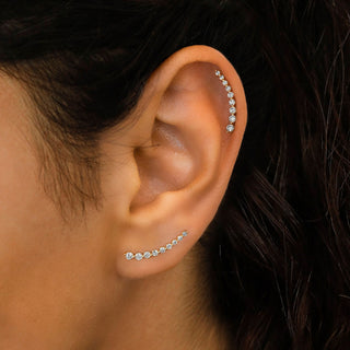 0.50 TCW Round Moissanite Diamond Ear Crawler Earrings - farrellouise