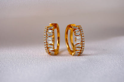 0.81 TCW Round & Baguette Moissanite Diamond Hoop Earrings - farrellouise