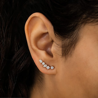 1.28 TCW Round, Princess & Pear Moissanite Diamond Ear Crawler Earrings - farrellouise