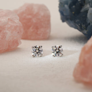 1.0 TCW Round Moissanite Diamond Solitaire Stud Earrings - farrellouise