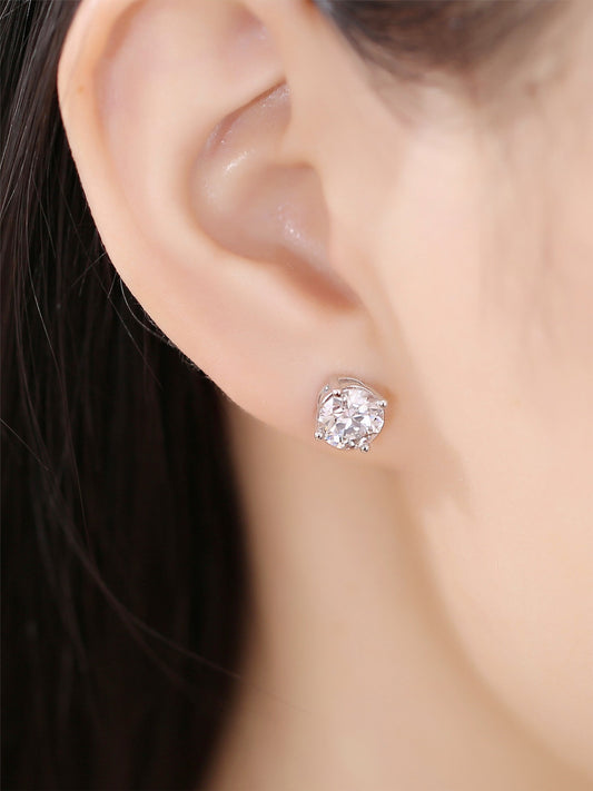 2.0 TCW Round Moissanite Diamond Solitaire Stud Earrings - farrellouise
