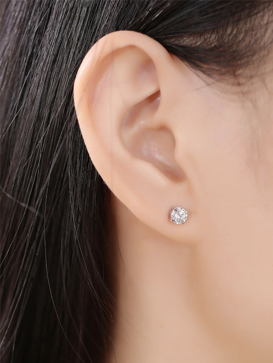 1.0 TCW Round Moissanite Diamond Solitaire Stud Earrings - farrellouise