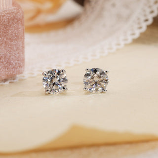 1.0 TCW Round Moissanite Diamond Solitaire Stud Earrings - farrellouise