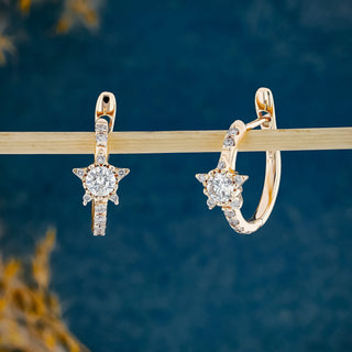 0.54 TCW Round Moissanite Diamond Huggie Hoop Earrings - farrellouise