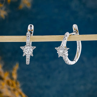 0.54 TCW Round Moissanite Diamond Huggie Hoop Earrings - farrellouise