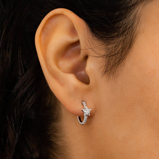 0.54 TCW Round Moissanite Diamond Huggie Hoop Earrings - farrellouise