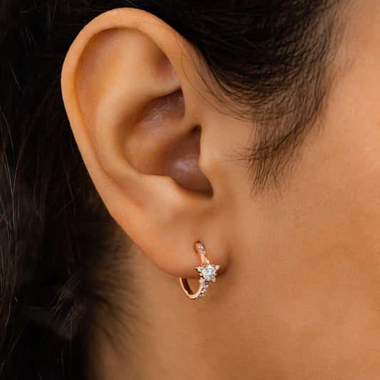 0.54 TCW Round Moissanite Diamond Huggie Hoop Earrings - farrellouise