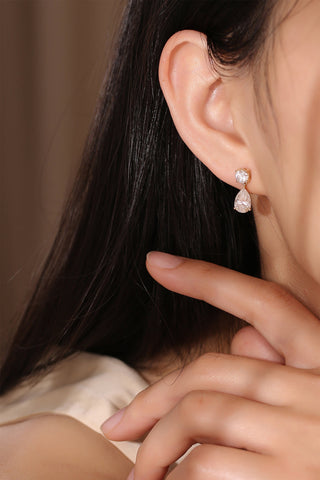 4.0 TCW Round & Pear Moissanite Diamond Dangle Drop Earrings - farrellouise