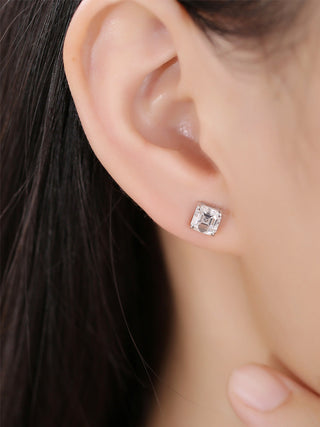 2.0 TCW Asscher Moissanite Diamond Solitaire Stud Earrings - farrellouise