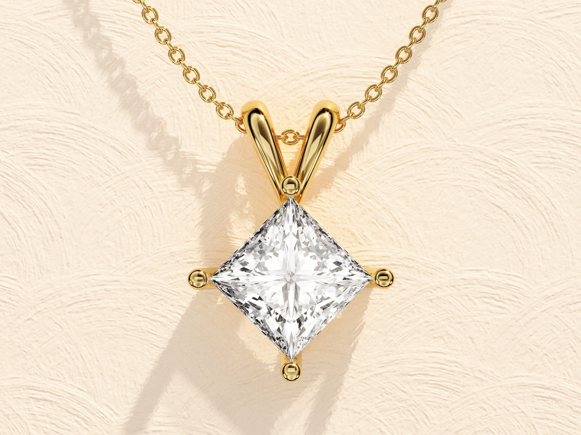 1.0 CT Princess Moissanite Diamond Solitaire Necklace - farrellouise