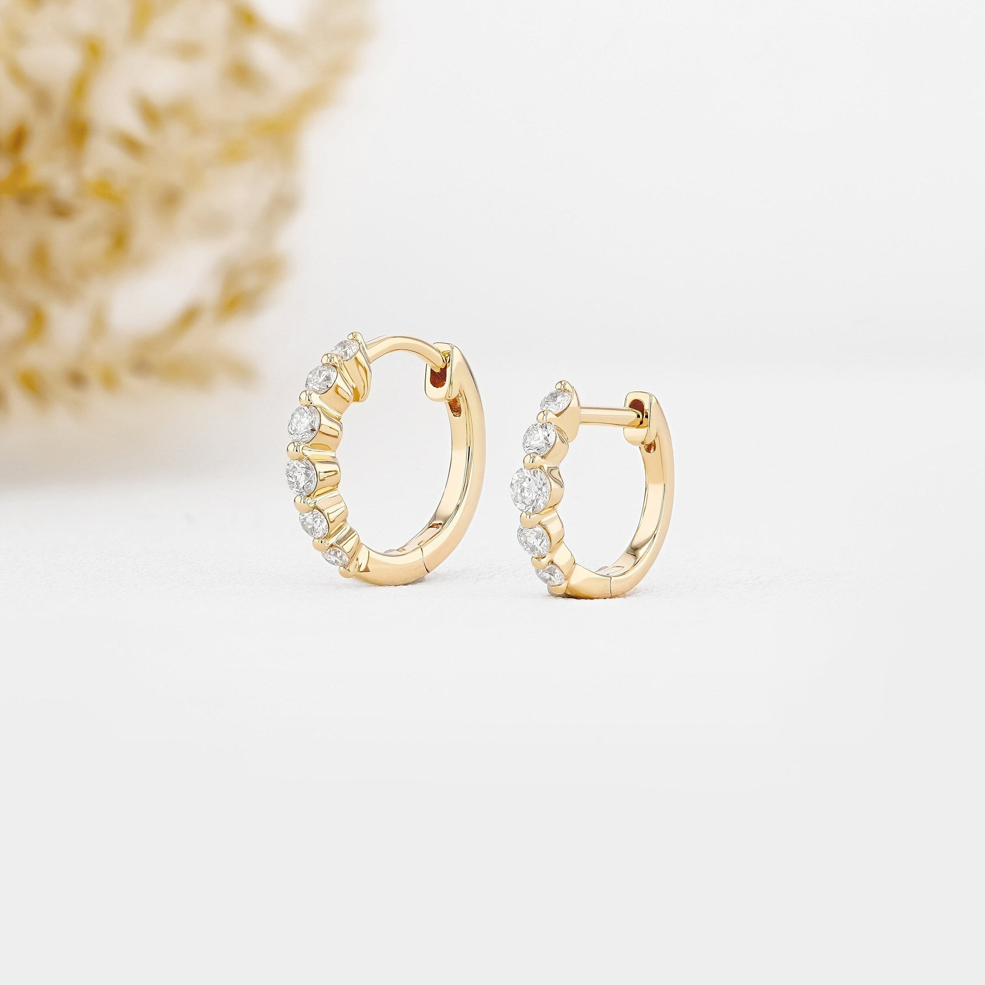 0.25 TCW-0.34 TCW Round Moissanite Diamond Hoop Earrings - farrellouise
