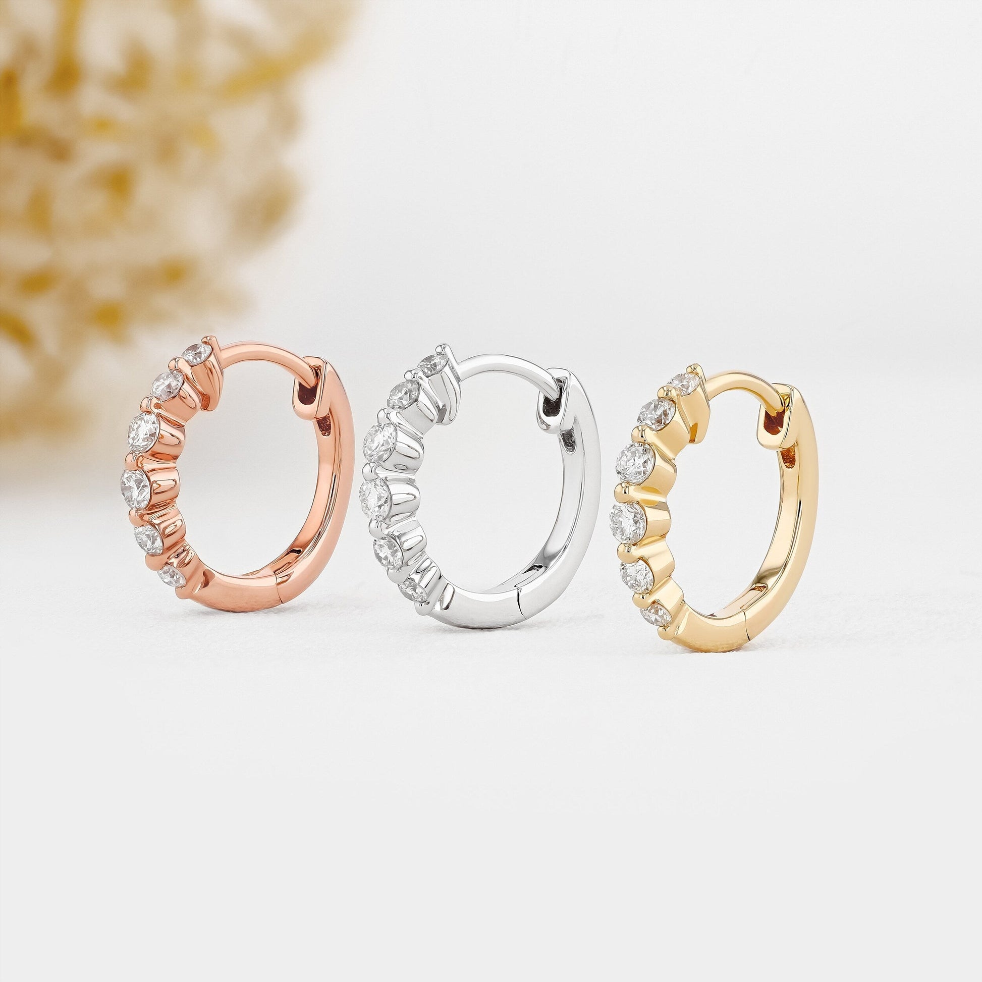 0.25 TCW-0.34 TCW Round Moissanite Diamond Hoop Earrings - farrellouise