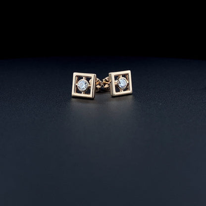 0.40 TCW Round Moissanite Diamond Bezel Stud Earrings - farrellouise