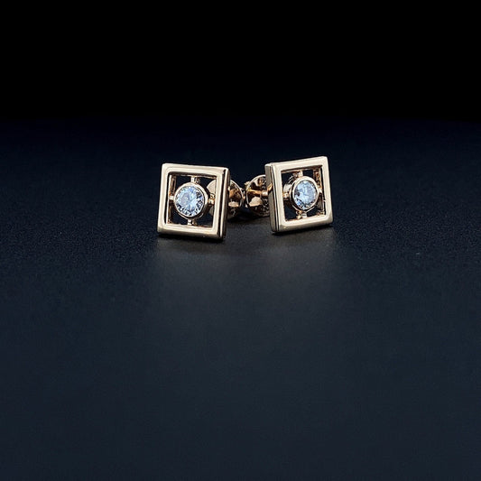 0.40 TCW Round Moissanite Diamond Bezel Stud Earrings - farrellouise