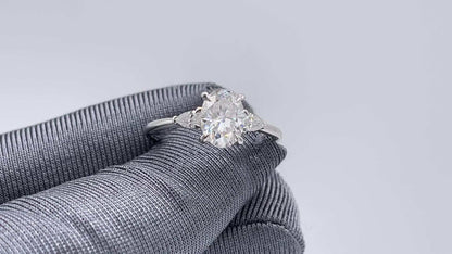 2.78 CT Oval Moissanite Three Stone Engagement Ring - farrellouise