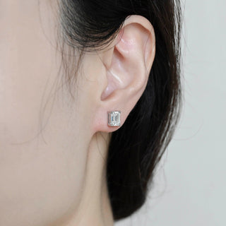 2.0 TCW Emerald Moissanite Diamond Solitaire Stud Earrings - farrellouise