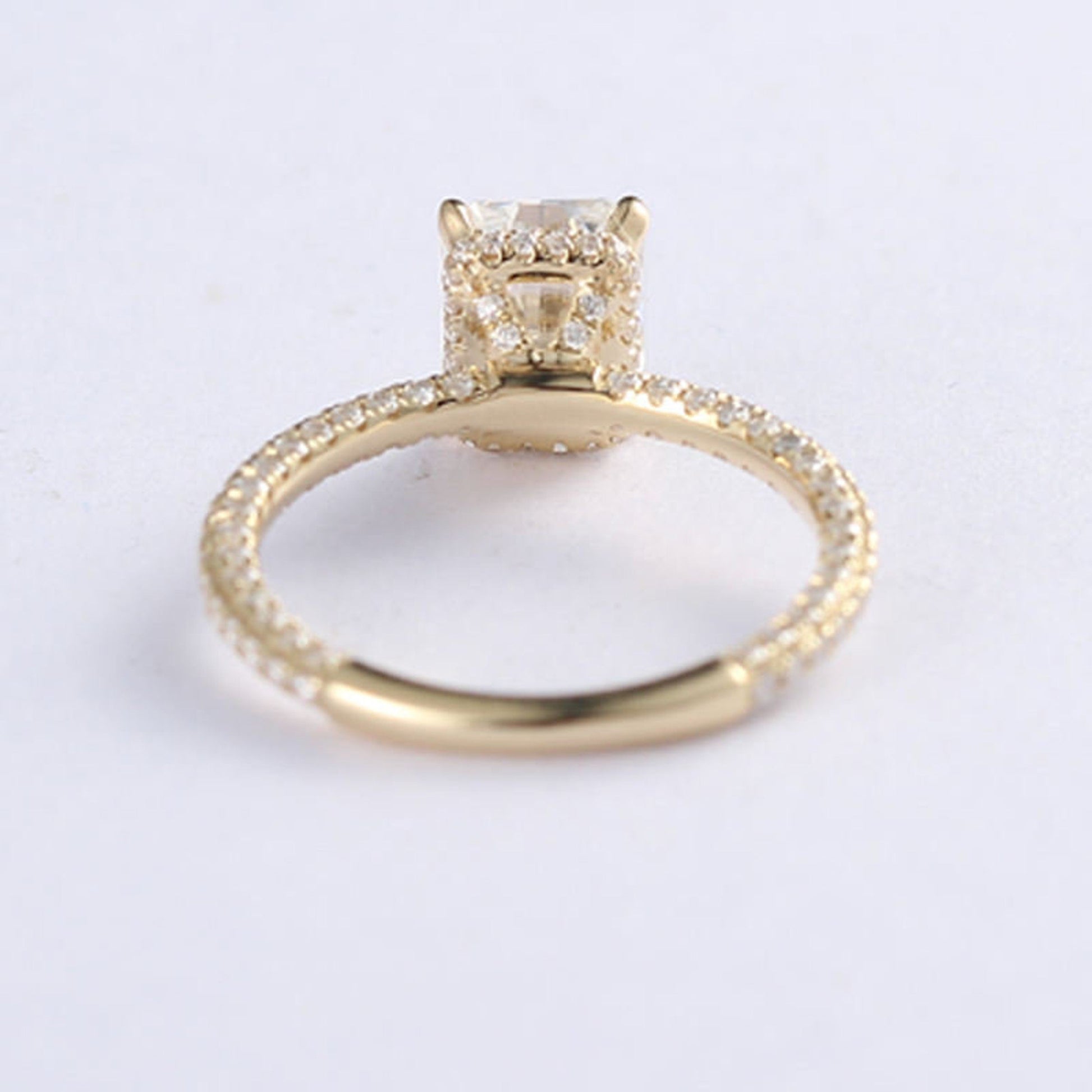 3.65 CT Radiant Moissanite Hidden Halo Pave Setting Engagement Ring - farrellouise