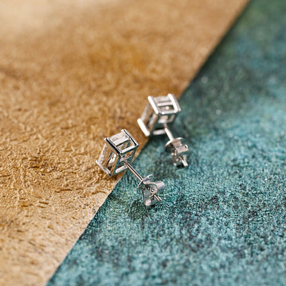 2.0 TCW Emerald Moissanite Diamond Solitaire Stud Earrings - farrellouise