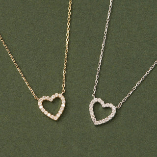 0.13 TCW Round Moissanite Diamond Heart Shaped Necklace - farrellouise